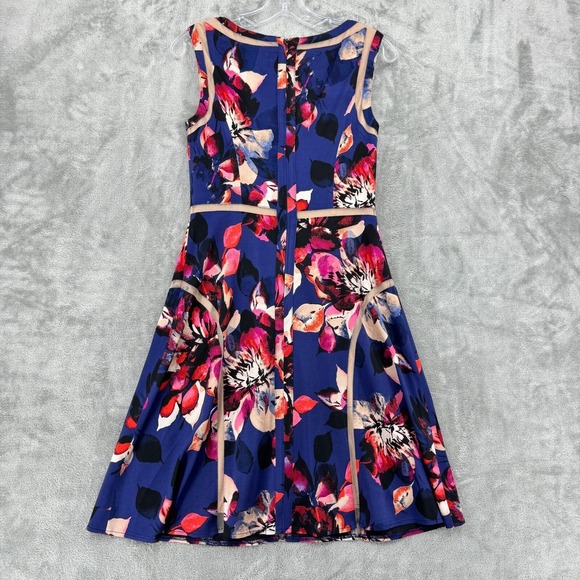 Adrianna Papell Dress 2 Floral Event Career Classic Stretch Lined Zip Blue Pink - Picture 2 of 15